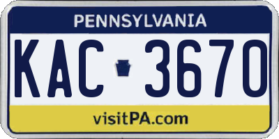 PA license plate KAC3670