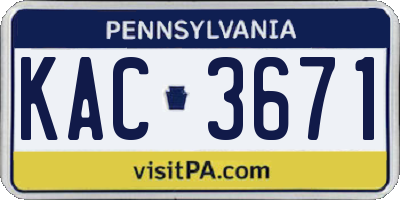 PA license plate KAC3671