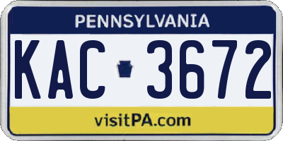 PA license plate KAC3672
