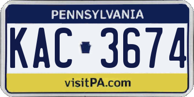 PA license plate KAC3674