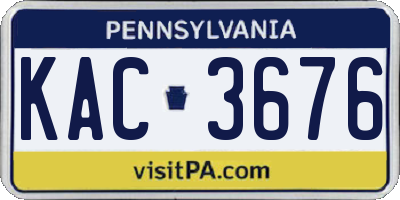 PA license plate KAC3676