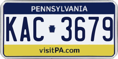 PA license plate KAC3679