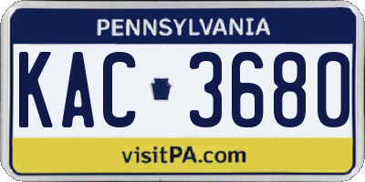 PA license plate KAC3680