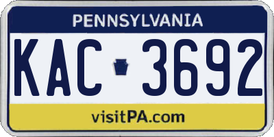 PA license plate KAC3692