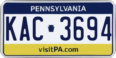 PA license plate KAC3694