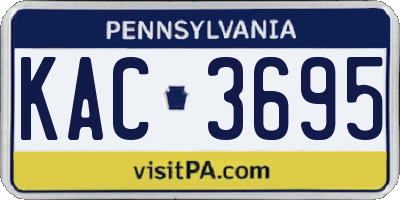 PA license plate KAC3695