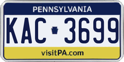 PA license plate KAC3699
