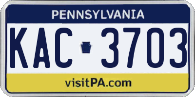 PA license plate KAC3703