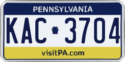 PA license plate KAC3704