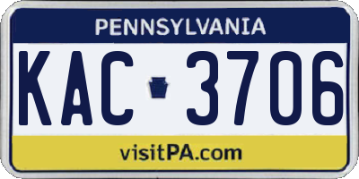 PA license plate KAC3706