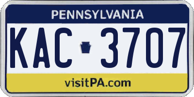 PA license plate KAC3707
