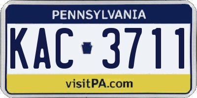PA license plate KAC3711
