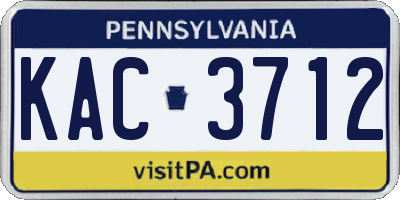 PA license plate KAC3712