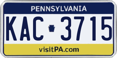 PA license plate KAC3715