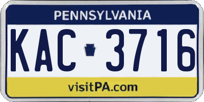 PA license plate KAC3716