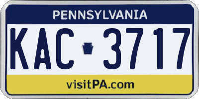 PA license plate KAC3717