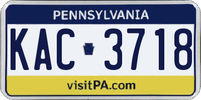 PA license plate KAC3718