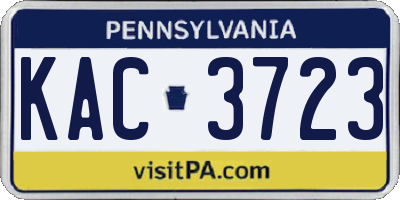 PA license plate KAC3723