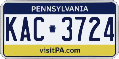 PA license plate KAC3724