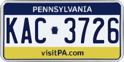 PA license plate KAC3726