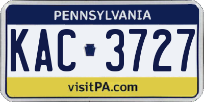 PA license plate KAC3727