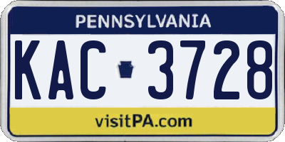PA license plate KAC3728