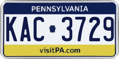 PA license plate KAC3729