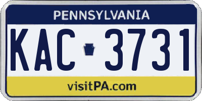 PA license plate KAC3731