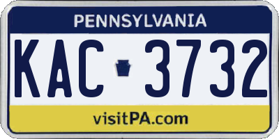 PA license plate KAC3732