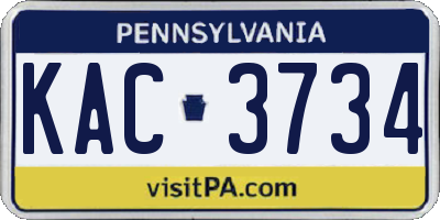 PA license plate KAC3734