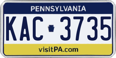 PA license plate KAC3735