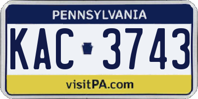 PA license plate KAC3743
