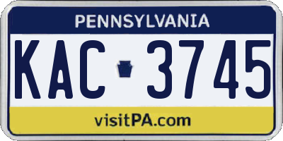 PA license plate KAC3745