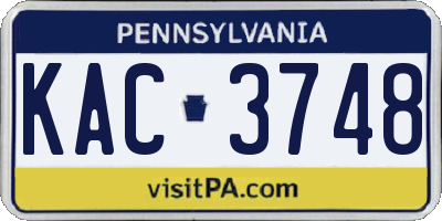 PA license plate KAC3748