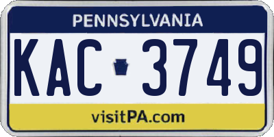 PA license plate KAC3749