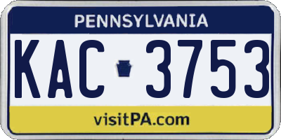 PA license plate KAC3753