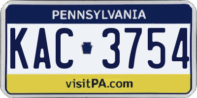 PA license plate KAC3754