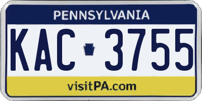 PA license plate KAC3755
