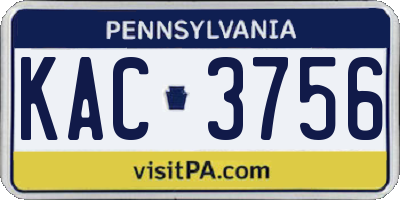PA license plate KAC3756
