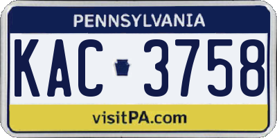 PA license plate KAC3758