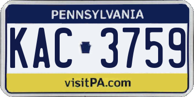 PA license plate KAC3759