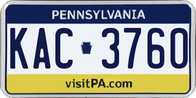PA license plate KAC3760
