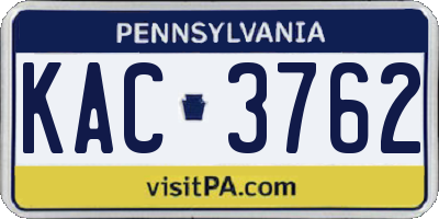 PA license plate KAC3762