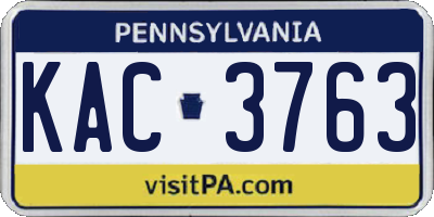 PA license plate KAC3763