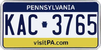 PA license plate KAC3765