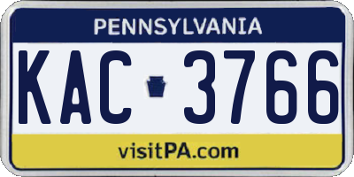 PA license plate KAC3766