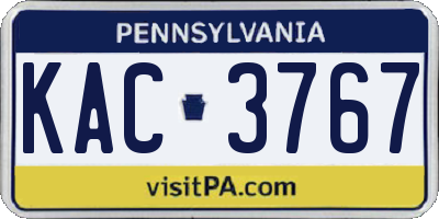 PA license plate KAC3767