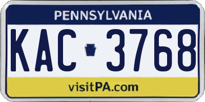 PA license plate KAC3768