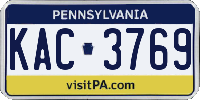 PA license plate KAC3769
