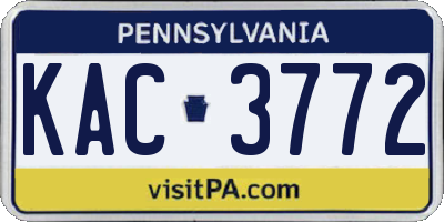 PA license plate KAC3772